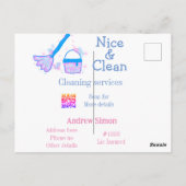 Carte Postale Balai propre paillettes rose bleu ajouter nom adre (Dos)