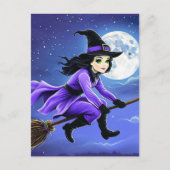 Carte Postale Balai volant de sorcière - Wicca Halloween 1 (Devant)