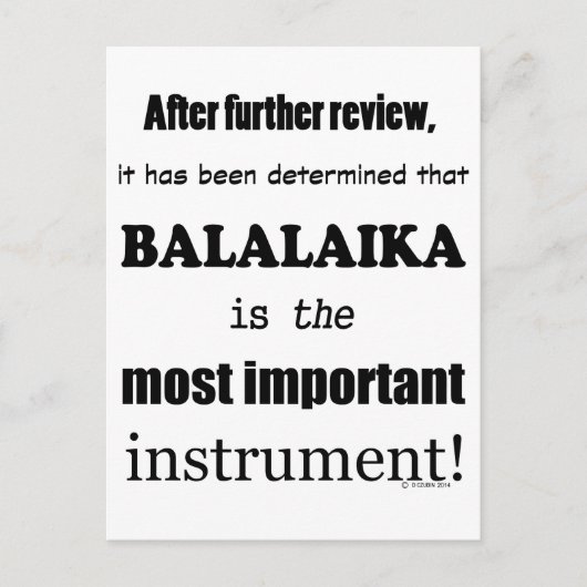Carte Postale Balalaika instrument le plus important (Devant)