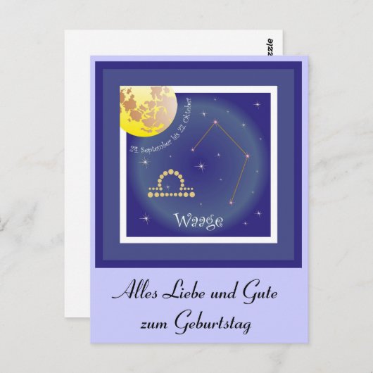 Carte Postale Balance 24 septembre au 23 octobre (Devant / Derrière)