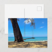 Carte Postale Balançoires et arbre sur le sable (Devant / Derrière)