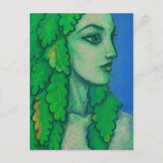 Carte Postale Balanis, dryad, feuilles verts, déesse forestière,