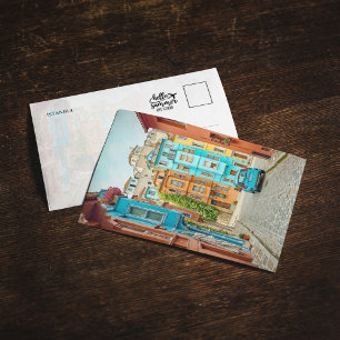 Carte postale Balat Istanbul Turkey Watercolor