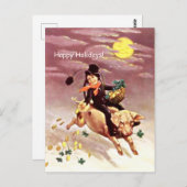 Carte Postale Balayage de rein, Cochon, Clovers, Pièces d'or, Va (Devant / Derrière)