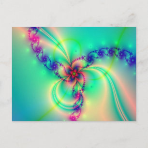 Carte Postale Balayage Fractal Rose Et Bleu