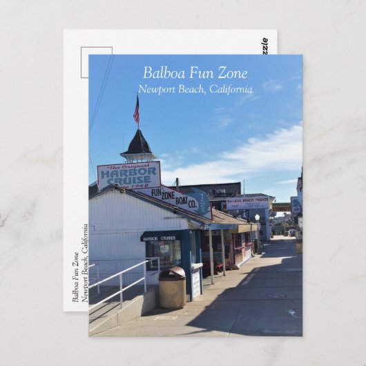 Carte Postale Balboa Fun Zone, Newport Beach, Californie (Devant / Derrière)