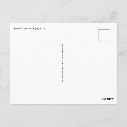 Carte Postale Balboa Park à Night Tower Dome Architecture (Dos)