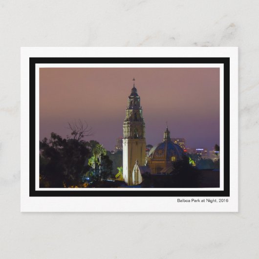 Carte Postale Balboa Park à Night Tower Dome Architecture (Devant)