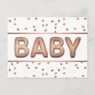Carte Postale Balcon bébé Élégant Baby shower Rose or