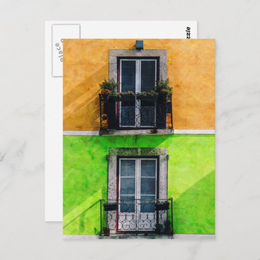 Carte Postale Balcons vintages (Devant / Derrière)