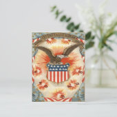 Carte Postale Bald Eagle American Flag Shield Fireworks (Debout devant)