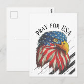Carte Postale Bald Eagle Bird USA Drapeau Prier pour les USA (Devant / Derrière)