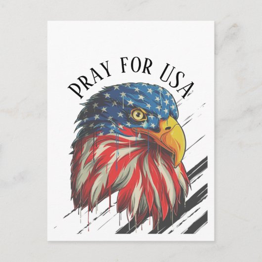Carte Postale Bald Eagle Bird USA Drapeau Prier pour les USA (Devant)