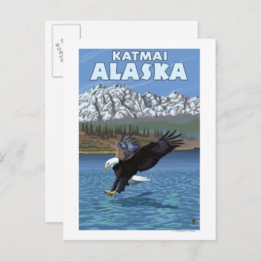 Carte Postale Bald Eagle Diving - Katmai, Alaska (Devant / Derrière)