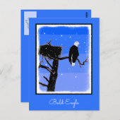 Carte Postale Bald Eagle en hiver - Art original de la faune (Devant / Derrière)