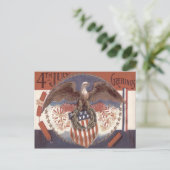 Carte Postale Bald Eagle Wreath American Shield Fireworks (Debout devant)