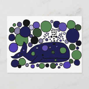 Carte Postale Baleine à perme bleu artistique Art Abstrait