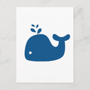 Carte Postale Baleine à silhouette bleu marine