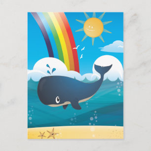 Carte Postale Baleine arc-en-ciel