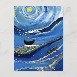 Carte Postale Baleine avec bateau