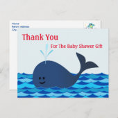 Carte Postale Baleine, Baby shower Merci (Devant / Derrière)