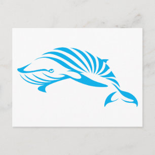 Carte Postale Baleine bleue en style Dessin de souhait