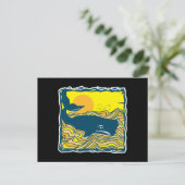 Carte Postale baleine dans le design du coucher de soleil (Debout devant)