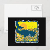 Carte Postale baleine dans le design du coucher de soleil (Devant / Derrière)