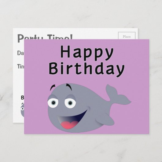 Carte Postale Baleine d'un temps - Joyeux anniversaire (Devant / Derrière)