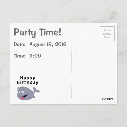 Carte Postale Baleine d'un temps - Joyeux anniversaire (Dos)