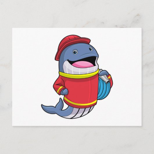 Carte Postale Baleine en pompier avec tuyau (Devant)
