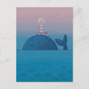 Carte Postale Baleine et phare.