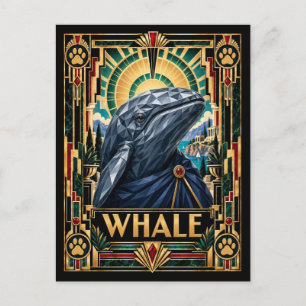 Carte Postale Baleine, faune Art déco