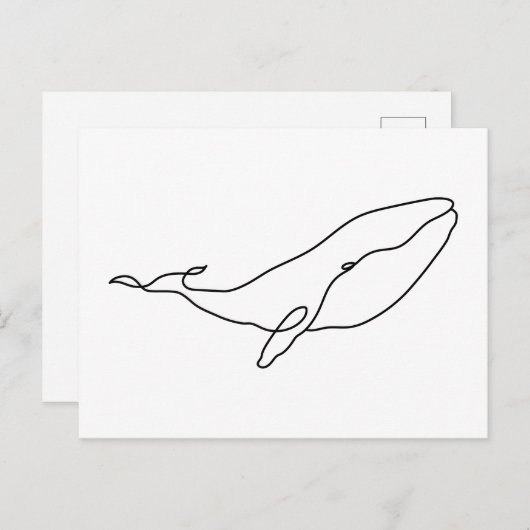 Carte Postale Baleine, illustration d'art en ligne (Devant / Derrière)