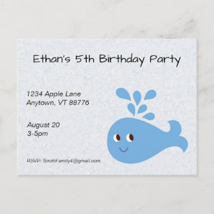 Carte Postale Baleine mignonne avec bec sur mesure Anniversaire