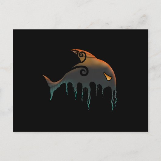 Carte Postale baleine noire Halloween (Devant)