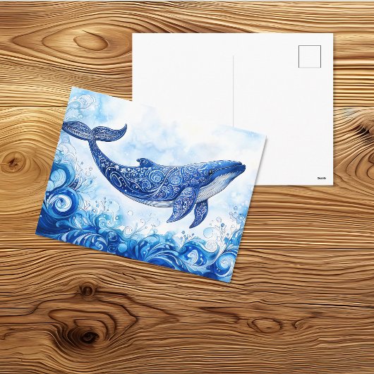 Carte Postale Baleine Tribale Esprit de l'Océan