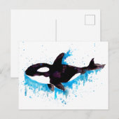 Carte Postale Baleine tueuse aquarelle (Devant / Derrière)