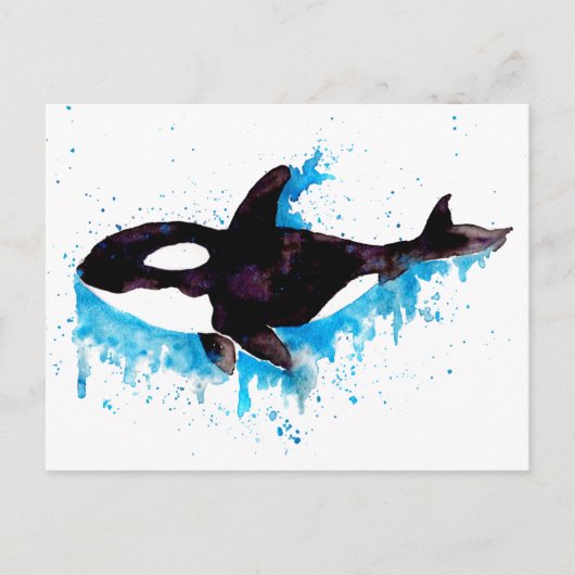 Carte Postale Baleine tueuse aquarelle (Devant)