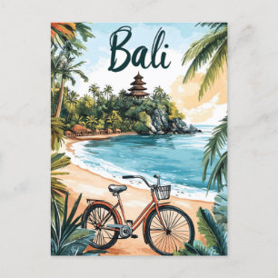 Carte Postale Bali Beach avec Vélo - Voyage tropical