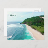 Carte Postale Bali, Indonésie Belle plage de sable blanc (Devant / Derrière)