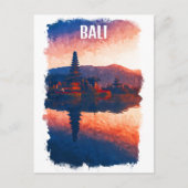 Carte Postale Bali Indonésie Ulun Danu Beratan Aquarelle (Devant)
