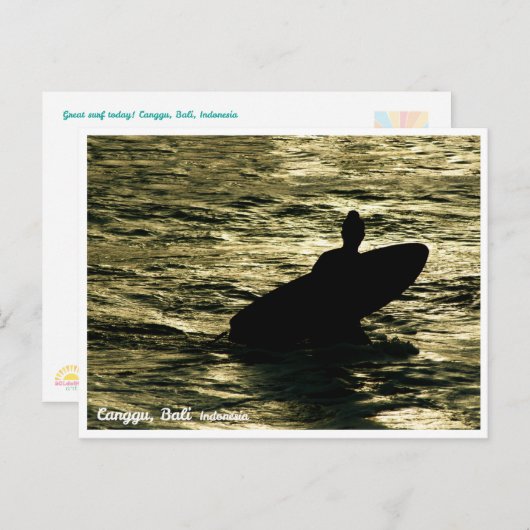 Carte Postale Bali Sunset Surfing – Art Postcard (Devant / Derrière)