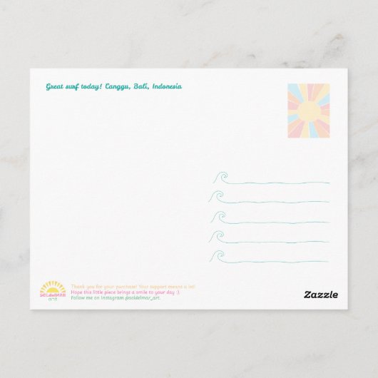 Carte Postale Bali Sunset Surfing – Art Postcard (Dos)