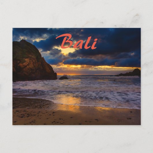 Carte Postale Bali Tropical Golden Sunset Sea Beach Échap (Devant)