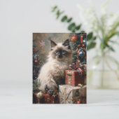 Carte Postale Balinais Kitten Noël Portrait de chat (Debout devant)