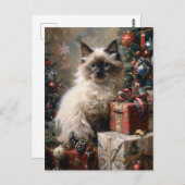 Carte Postale Balinais Kitten Noël Portrait de chat (Devant / Derrière)
