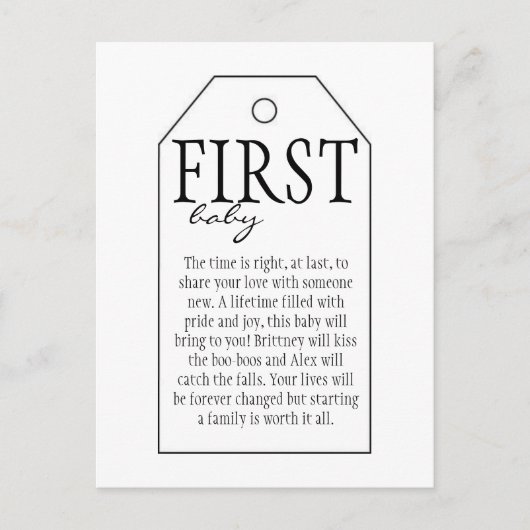 Carte Postale Balise cadeau pour bouteille de vin - Premier bébé (Devant)