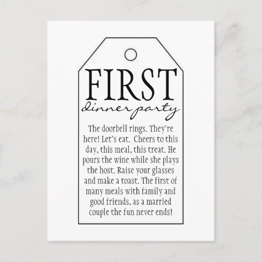 Carte Postale Balise cadeau pour bouteille de vin - Premier dîne (Devant)