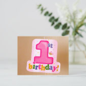 Carte Postale Balise rose 1er anniversaire sur la porte (Debout devant)